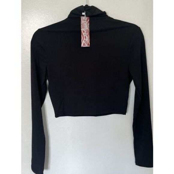 Romwe Women’s Cowl Neck Black Crop Top Size L NWT - Picture 4 of 5